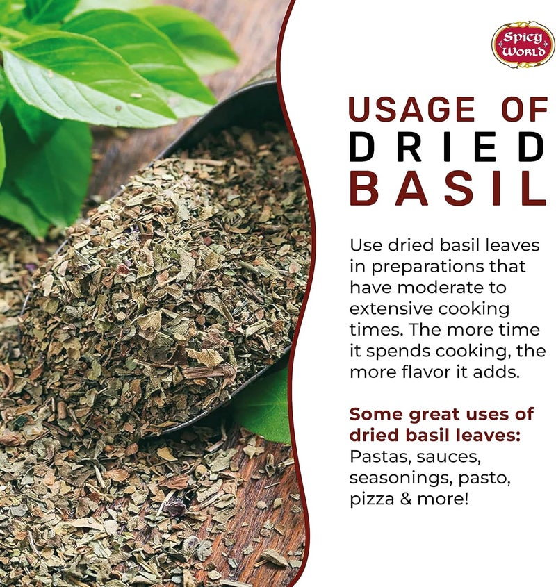 Spicy World Dried Basil Leaves 7oz - Image 4